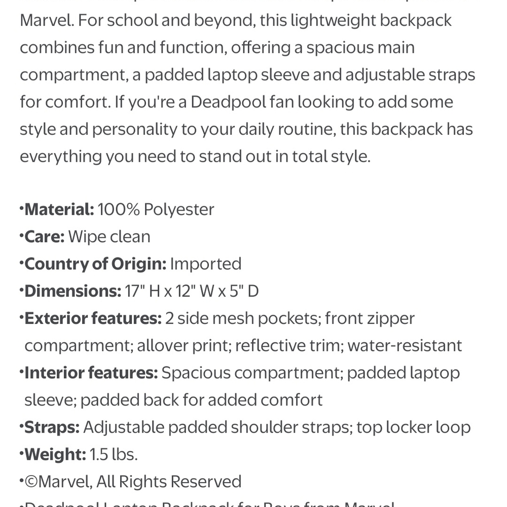 Marvel Deadpool Backpack - Picture 5 of 8